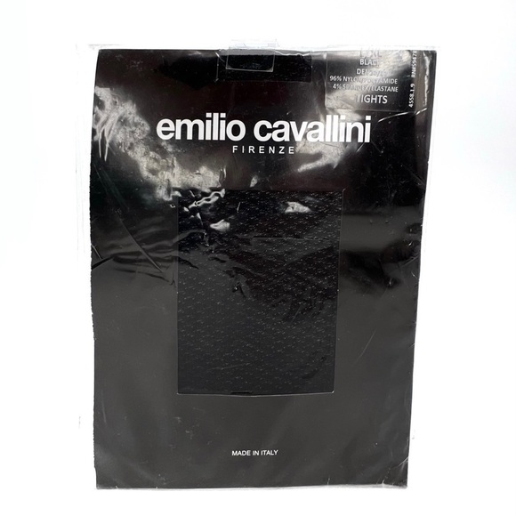 Emilio Cavallini Black Tights Size L/XL Textured Patterned Den 30/80 New NWT - Picture 1 of 6